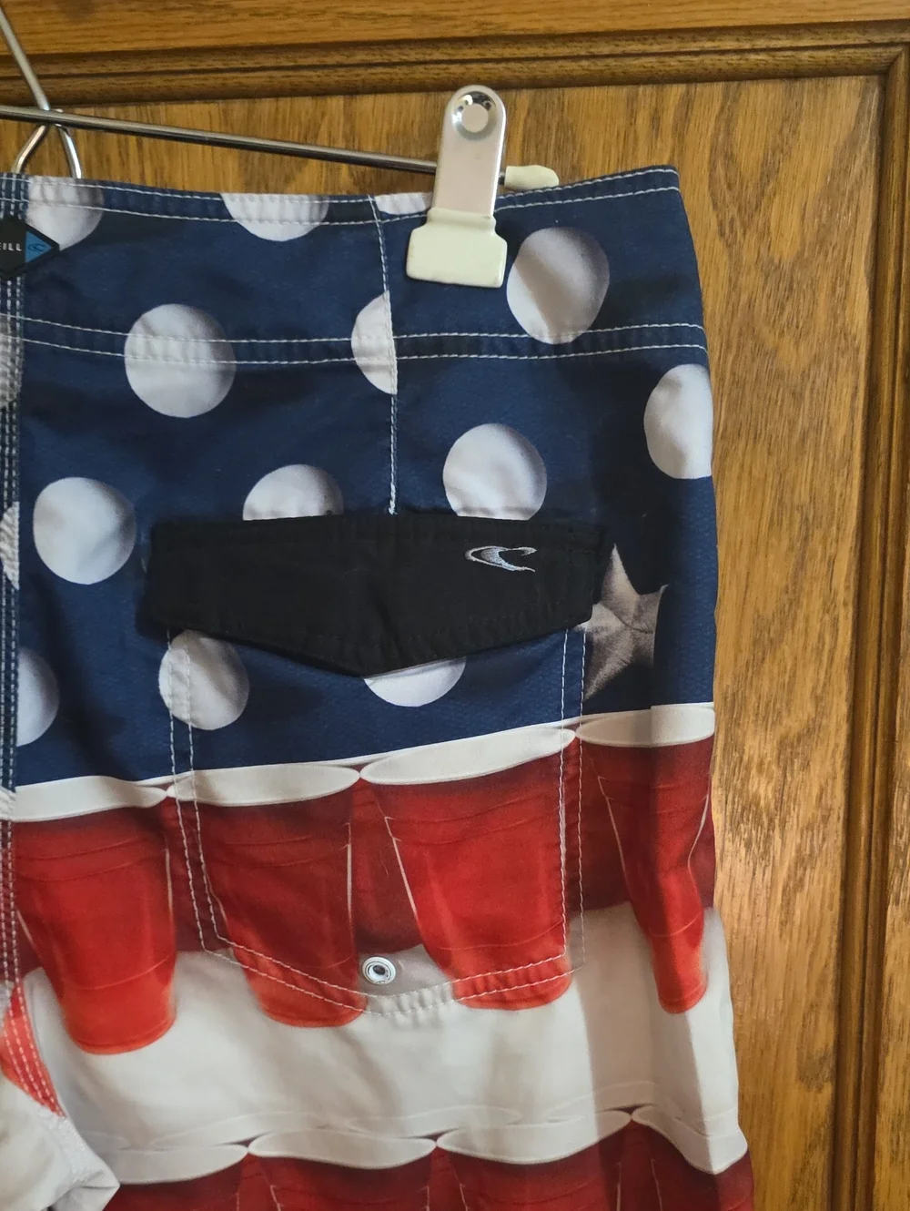 O'Neill Men's Red/White/Blue Flag Print Swim Shorts